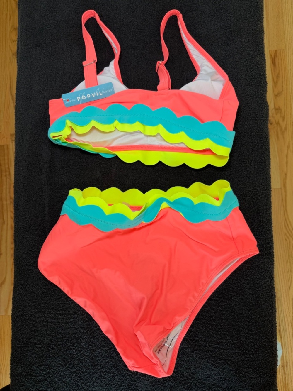 NEW Popvil Scallop Trim Colorblock Bikini Set - Picture 2 of 2